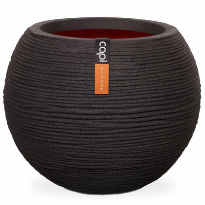 Vaso a Sfera Nature Rib 40x32 cm Nero KBLR270 - homemem39