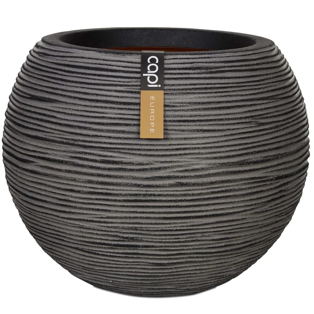 Vaso a Sfera Nature Rib 40x32 cm Antracite KOFZ270 - homemem39