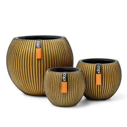 Set di Vasi a Sfera 3 pz Groove Dorato - homemem39