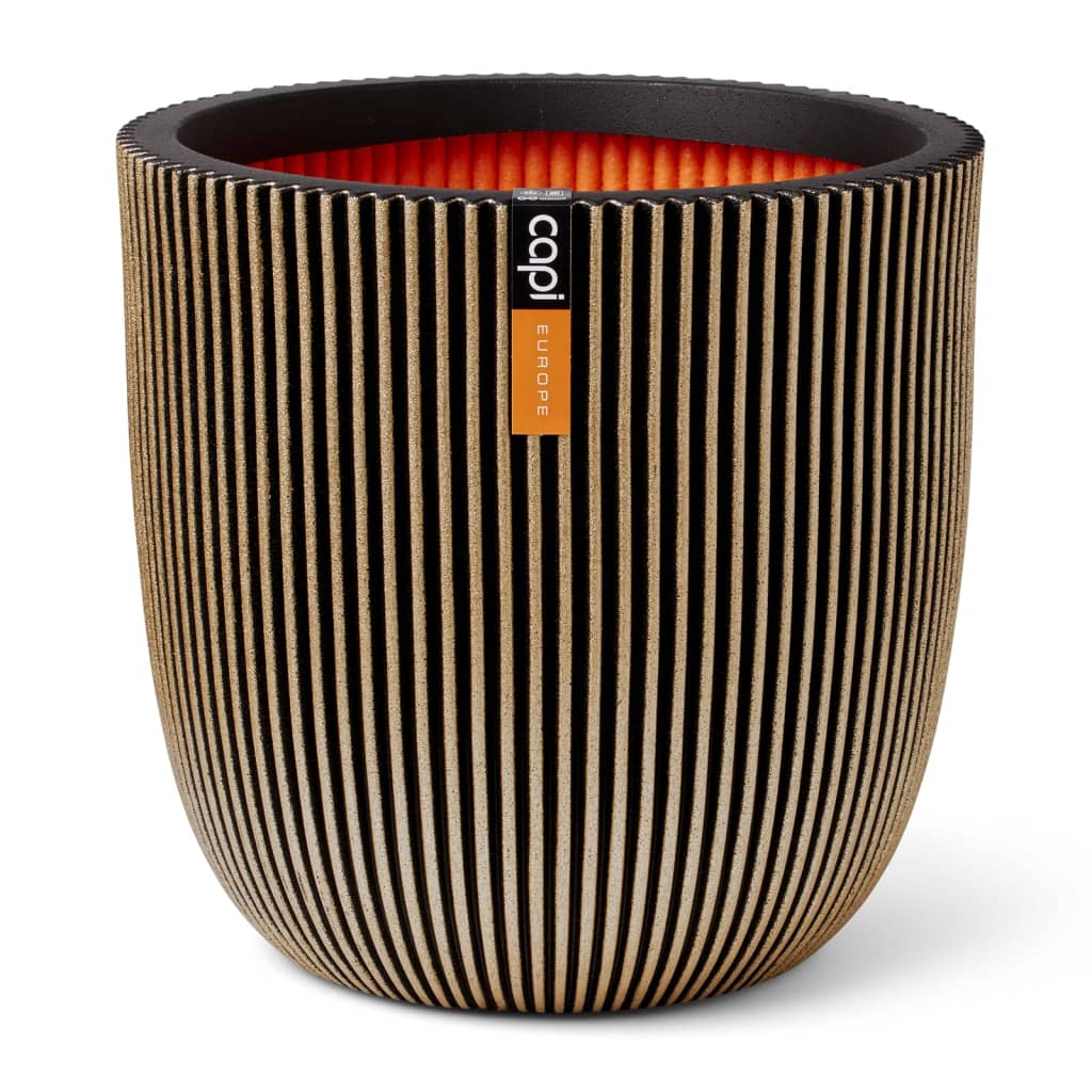 Vaso Groove 35x34 cm Nero e Oro