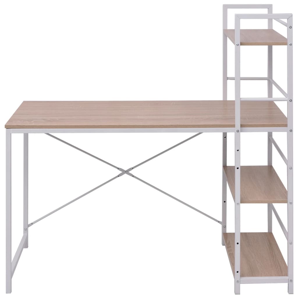 Scrivania con Libreria a 4 Livelli Rovere | homemem39
