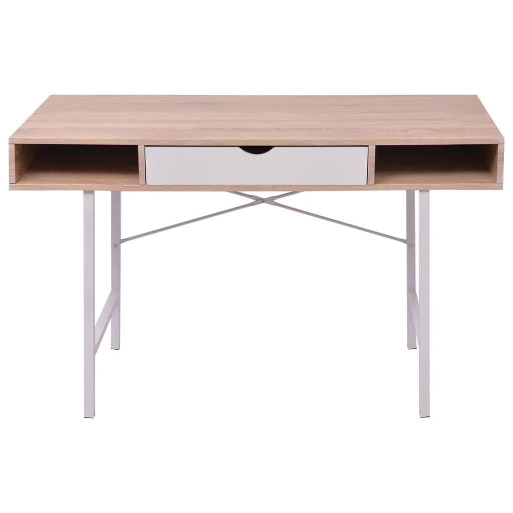 Scrivania con 1 Cassetto Rovere e Bianco - homemem39