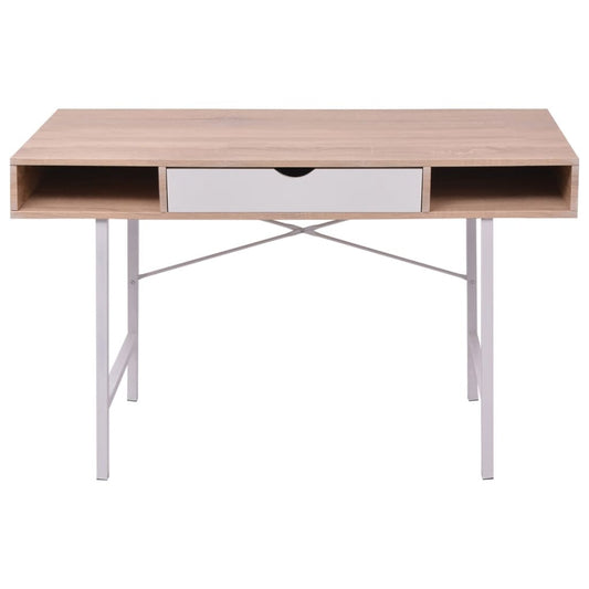 Scrivania con 1 Cassetto Rovere e Bianco - homemem39