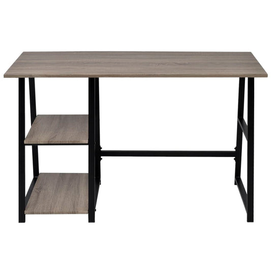Scrivania con 2 Ripiani Grigio e Rovere - homemem39