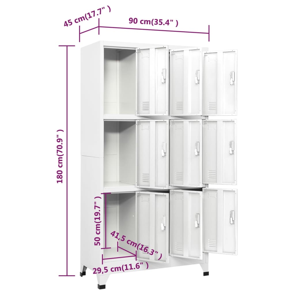 Armadietto a Chiave con 6 Scomparti in Acciaio 90x45x180 cm | homemem39