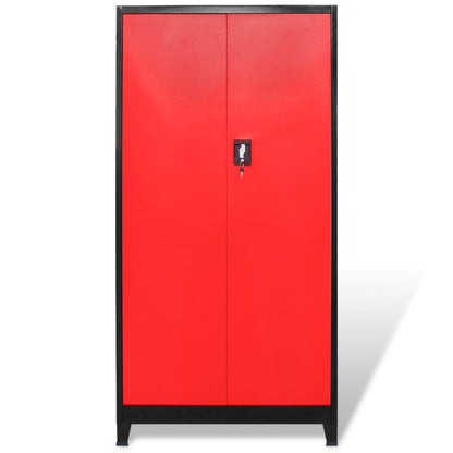 Armadio Portautensili 2 Ante Acciaio 90x40x180 cm Nero e Rosso | homemem39