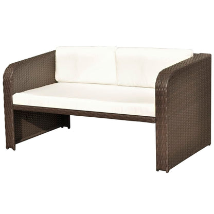 Set Divani da Giardino 4 pz con Cuscini in Polyrattan Marrone | homemem39