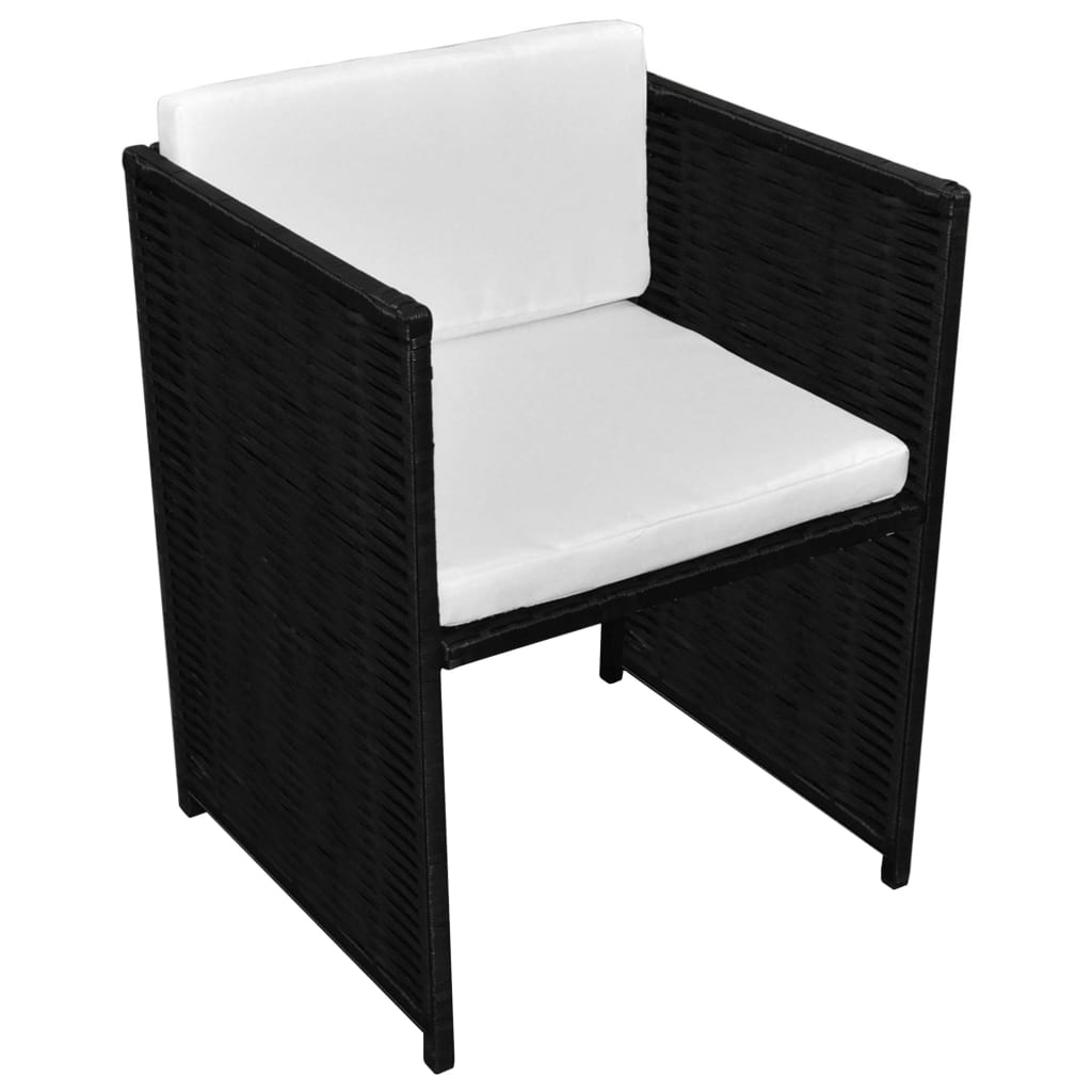 Set da Bistrot 3 pz con Cuscini in Polyrattan Nero - homemem39