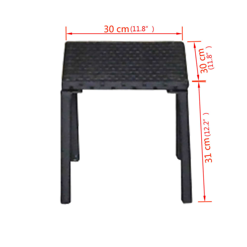 Lettini Prendisole con Tavolino in Polyrattan Nero - homemem39