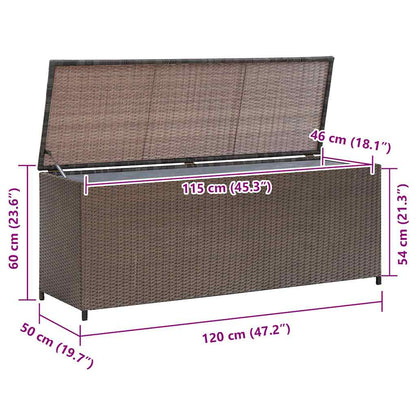 Baule da Giardino Marrone 120x50x60 cm in Polyrattan - homemem39