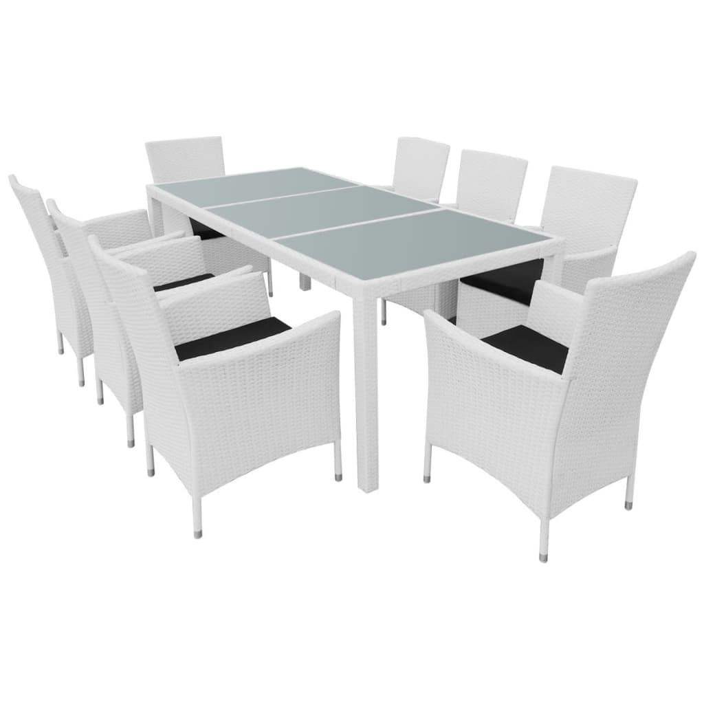Set da Pranzo da Giardino 9 pz in Polyrattan Bianco Crema | homemem39