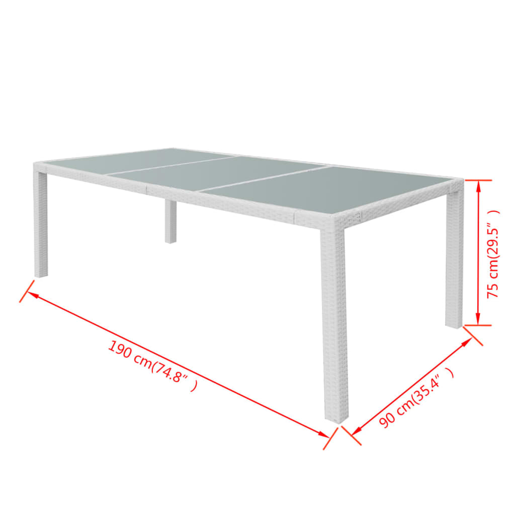 Set da Pranzo da Giardino 9 pz in Polyrattan Bianco Crema | homemem39