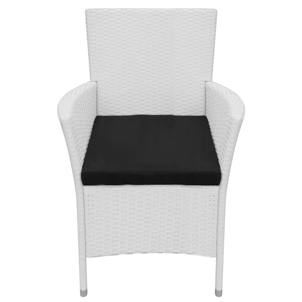 Set da Pranzo da Giardino 5 pz in Polyrattan Bianco Crema