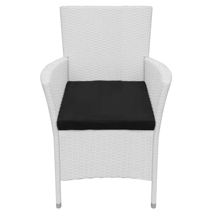 Set da Pranzo da Giardino 5 pz in Polyrattan Bianco Crema