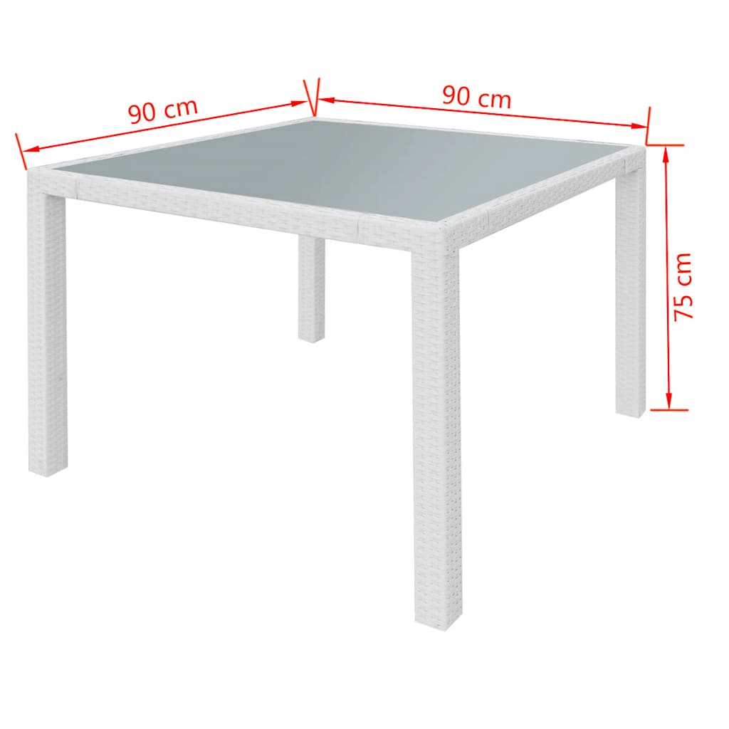 Set da Pranzo da Giardino 5 pz in Polyrattan Bianco Crema
