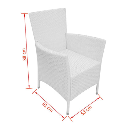 Set da Pranzo da Giardino 5 pz in Polyrattan Bianco Crema - homemem39