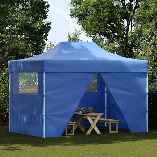 Tenda Pieghevole Pop-Up con 4 Pareti Laterali 3x4,5 m Blu