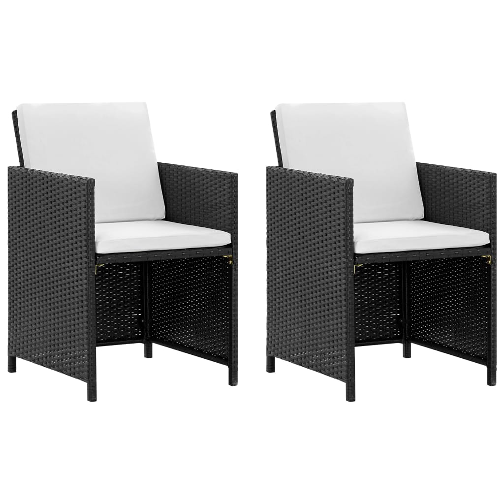Set da Pranzo da Giardino 5 pz con Cuscini in Polyrattan Nero - homemem39