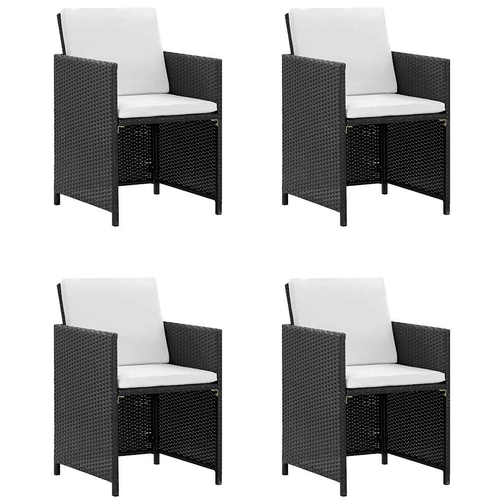 Set da Pranzo da Giardino 9 pz con Cuscini in Polyrattan Nero