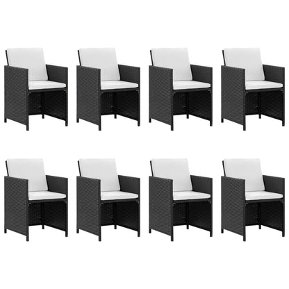 Set da Pranzo da Giardino 13 pz con Cuscini in Polyrattan Nero - homemem39