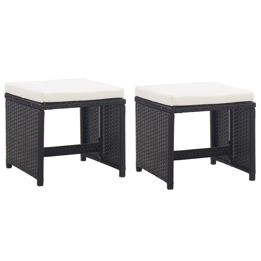 Set da Pranzo da Giardino 13 pz con Cuscini in Polyrattan Nero - homemem39