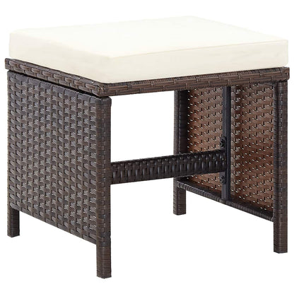 Set da Pranzo da Giardino 9 pz con Cuscini Polyrattan Marrone
