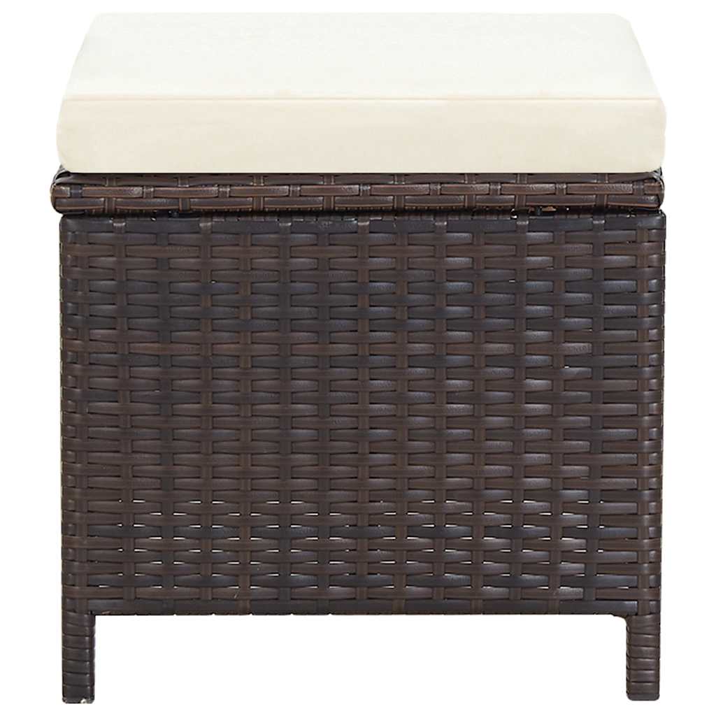 Set da Pranzo da Giardino 9 pz con Cuscini Polyrattan Marrone
