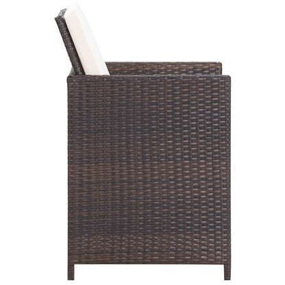 Set da Pranzo da Giardino 9 pz con Cuscini Polyrattan Marrone - homemem39