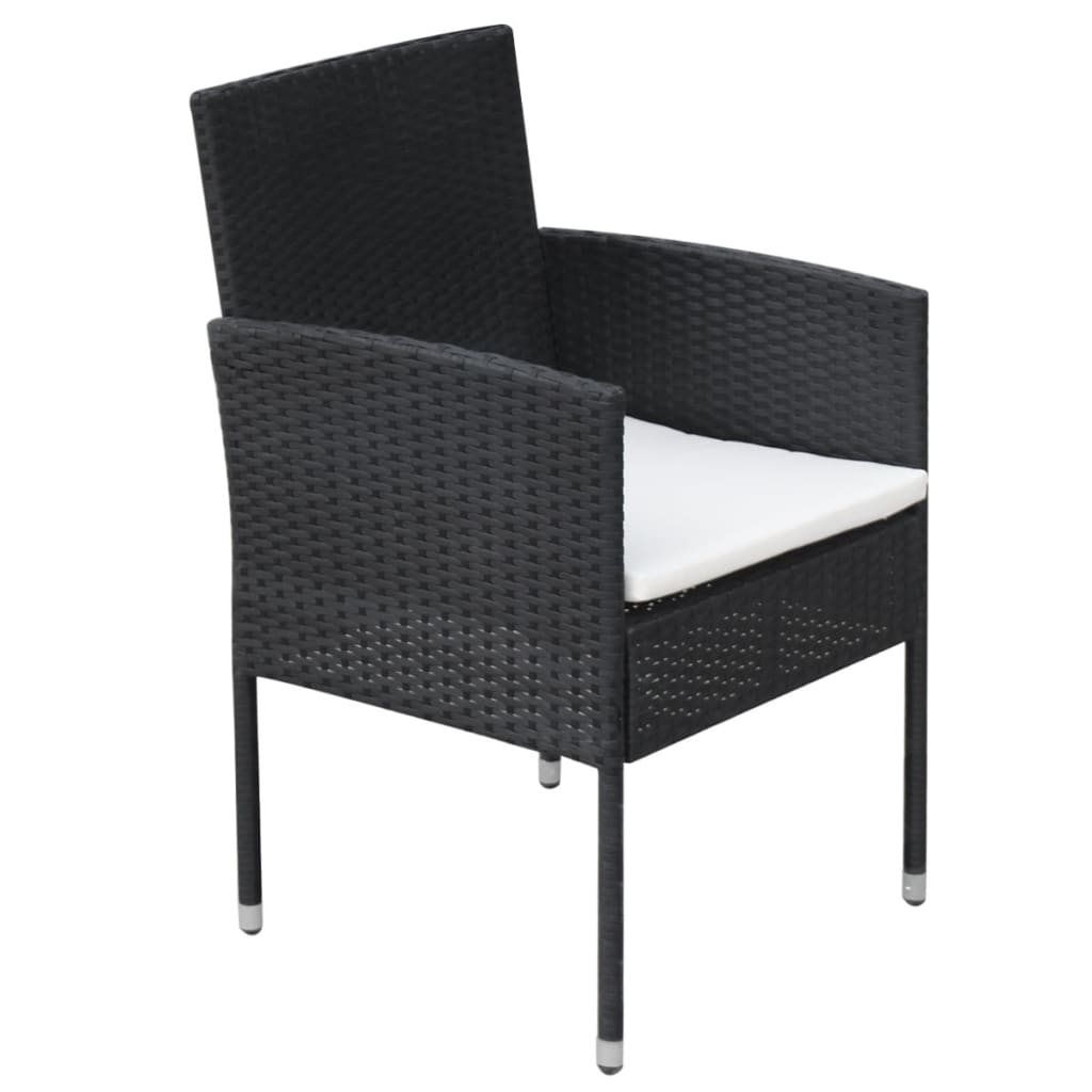 Set da Pranzo da Giardino 9 pz con Cuscini in Polyrattan Nero - homemem39