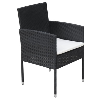 Set da Pranzo da Giardino 9 pz con Cuscini in Polyrattan Nero - homemem39