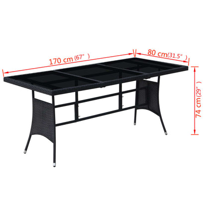 Set da Pranzo da Giardino 9 pz con Cuscini in Polyrattan Nero - homemem39