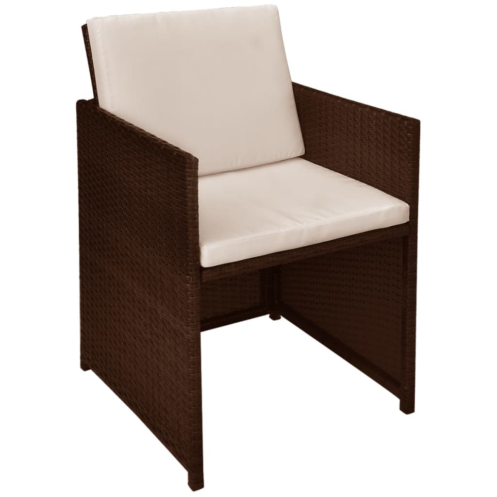 Set da Bistrot 3 pz con Cuscini in Polyrattan Marrone | homemem39