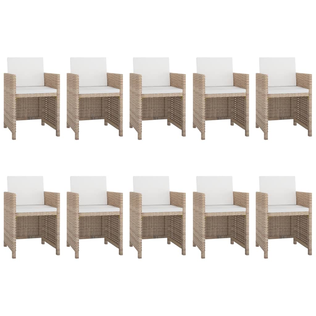 Set da Pranzo da Giardino 11 pz con Cuscini in Polyrattan Beige - homemem39