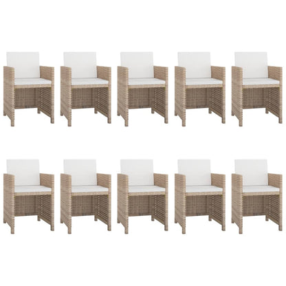 Set da Pranzo da Giardino 11 pz con Cuscini in Polyrattan Beige - homemem39