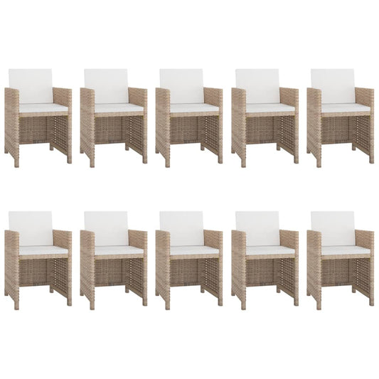 Set da Pranzo da Giardino 11 pz con Cuscini in Polyrattan Beige - homemem39