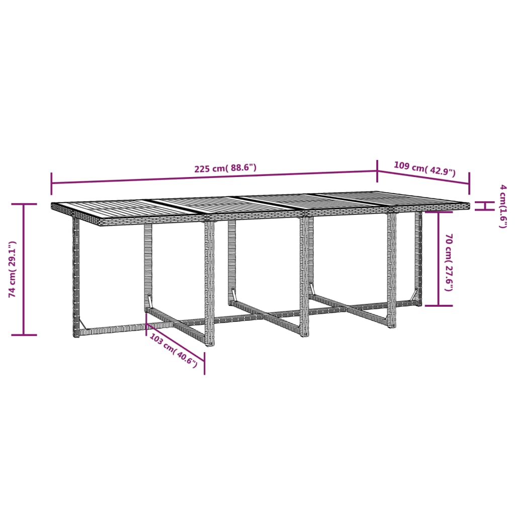 Set da Pranzo da Giardino 13 pz con Cuscini in Polyrattan Nero