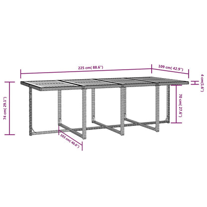 Set da Pranzo da Giardino 13 pz con Cuscini in Polyrattan Nero