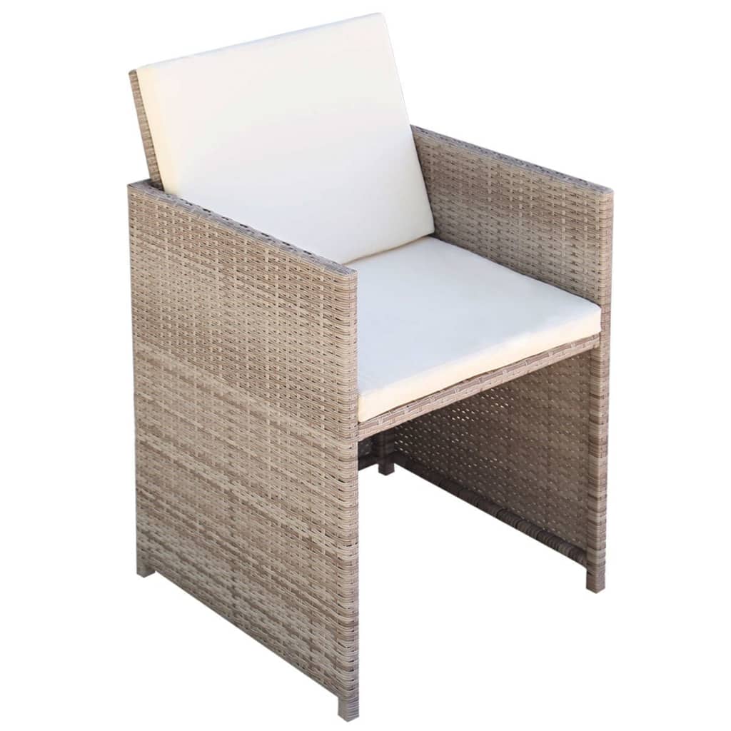 Set da Pranzo da Giardino 5 pz con Cuscini in Polyrattan Beige