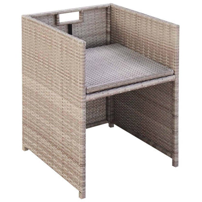 Set da Pranzo da Giardino 5 pz con Cuscini in Polyrattan Beige