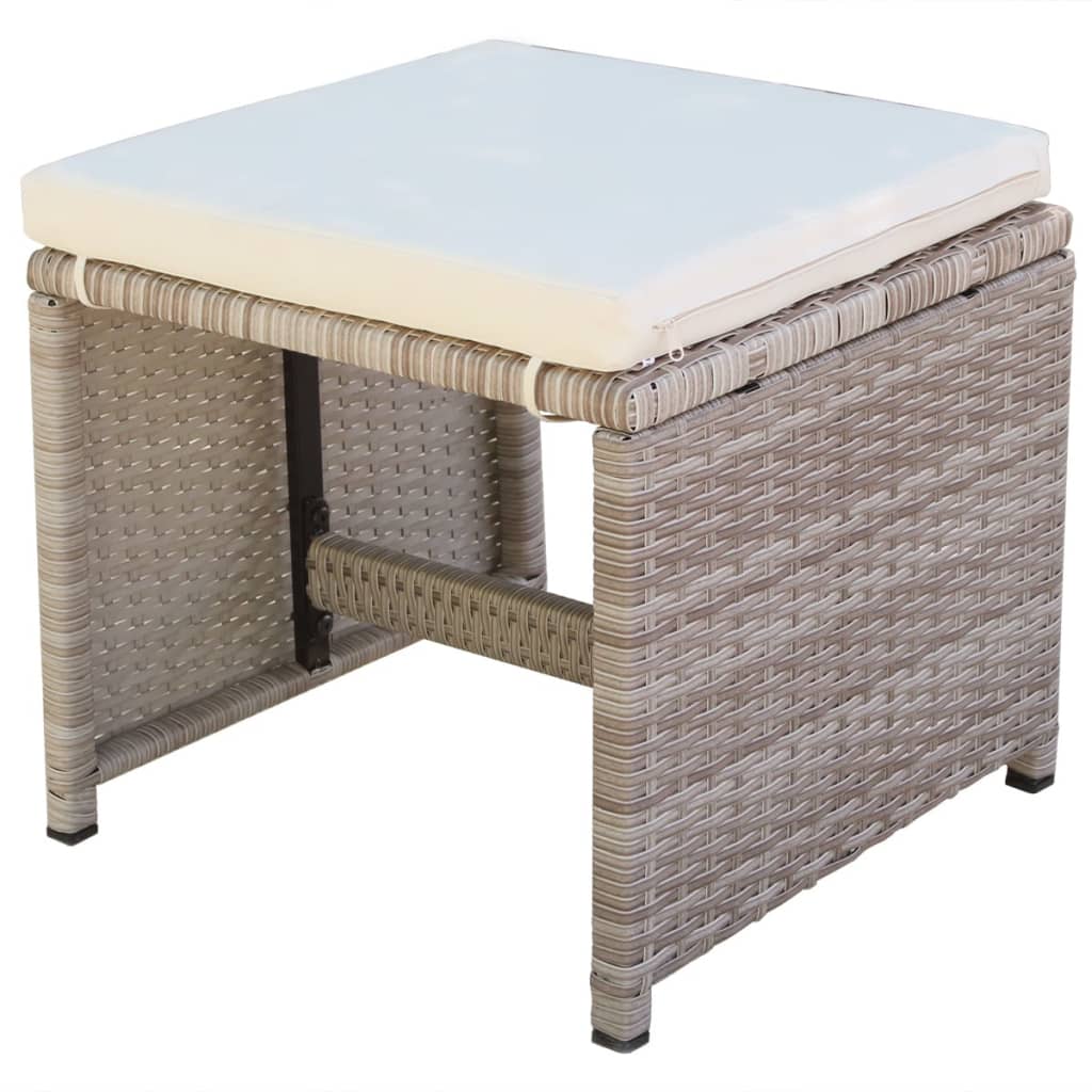 Set da Pranzo da Giardino 5 pz con Cuscini in Polyrattan Beige | homemem39