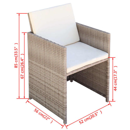 Set da Pranzo da Giardino 5 pz con Cuscini in Polyrattan Beige | homemem39