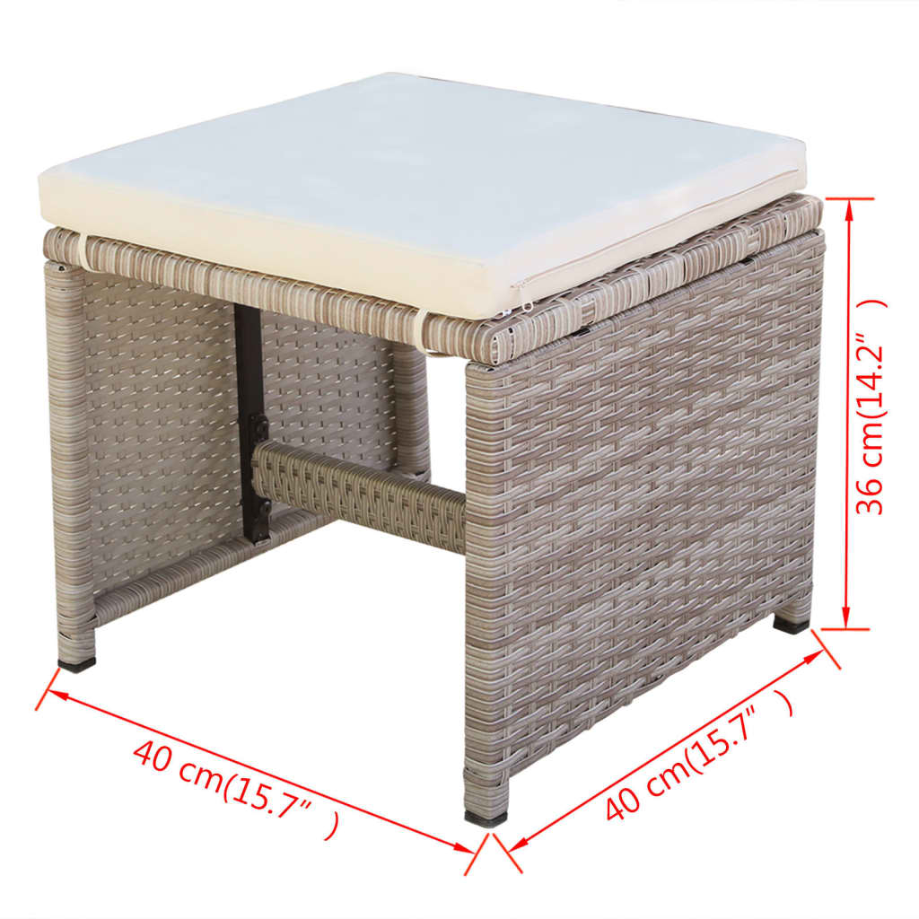 Set da Pranzo da Giardino 5 pz con Cuscini in Polyrattan Beige | homemem39