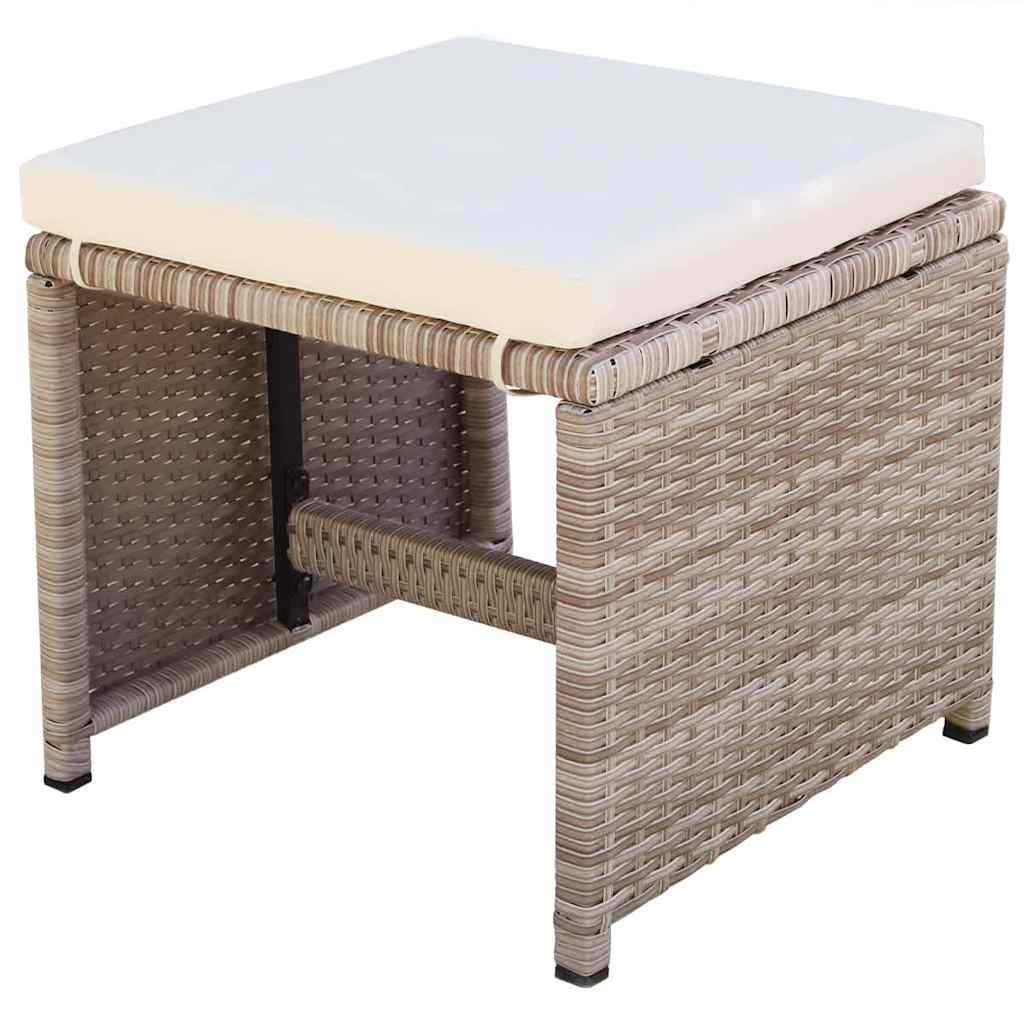 Set da Pranzo da Giardino 9 pz con Cuscini in Polyrattan