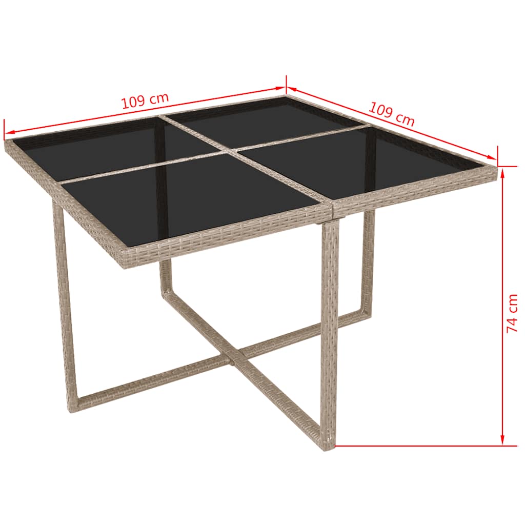 Set da Pranzo da Giardino 9 pz con Cuscini in Polyrattan
