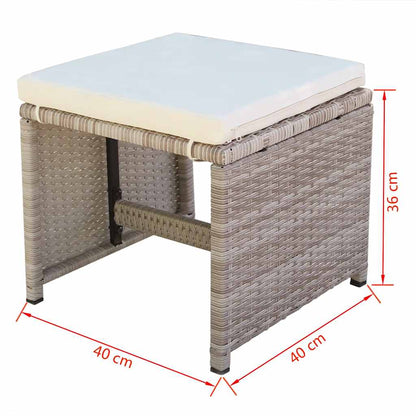 Set da Pranzo da Giardino 9 pz con Cuscini in Polyrattan