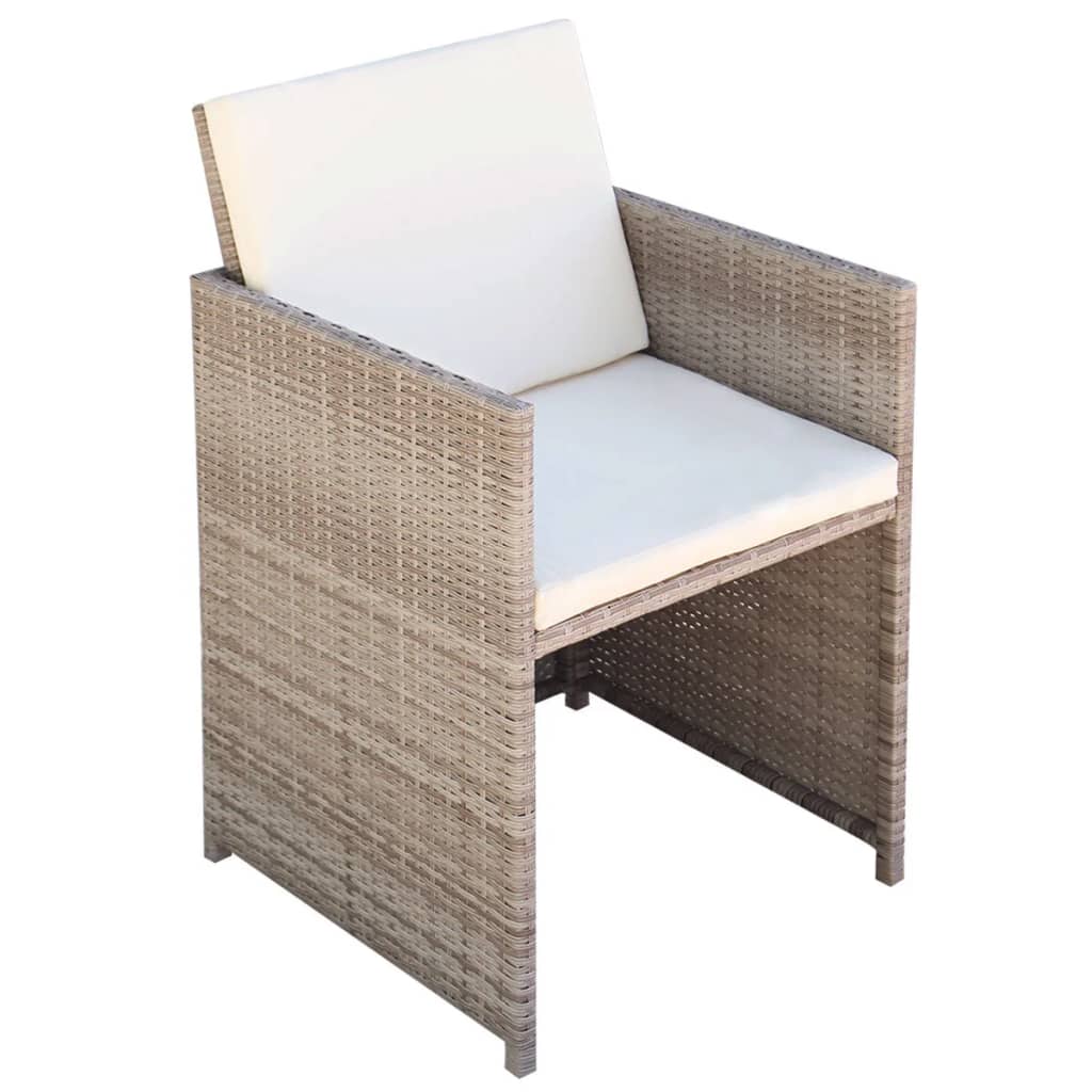 Set da Pranzo da Giardino 13 pz con Cuscini in Polyrattan Beige | homemem39