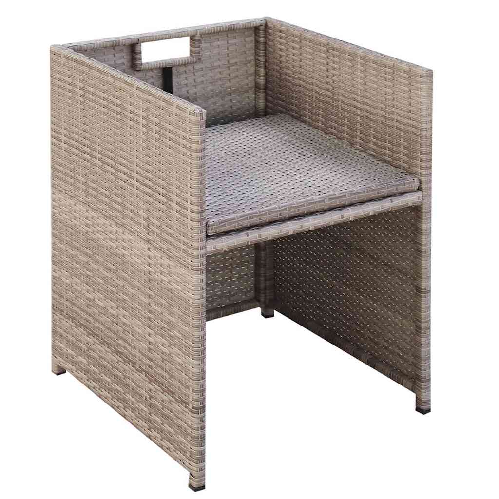 Set da Pranzo da Giardino 13 pz con Cuscini in Polyrattan Beige