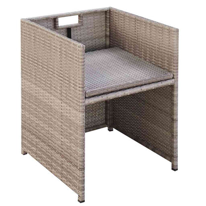 Set da Pranzo da Giardino 13 pz con Cuscini in Polyrattan Beige