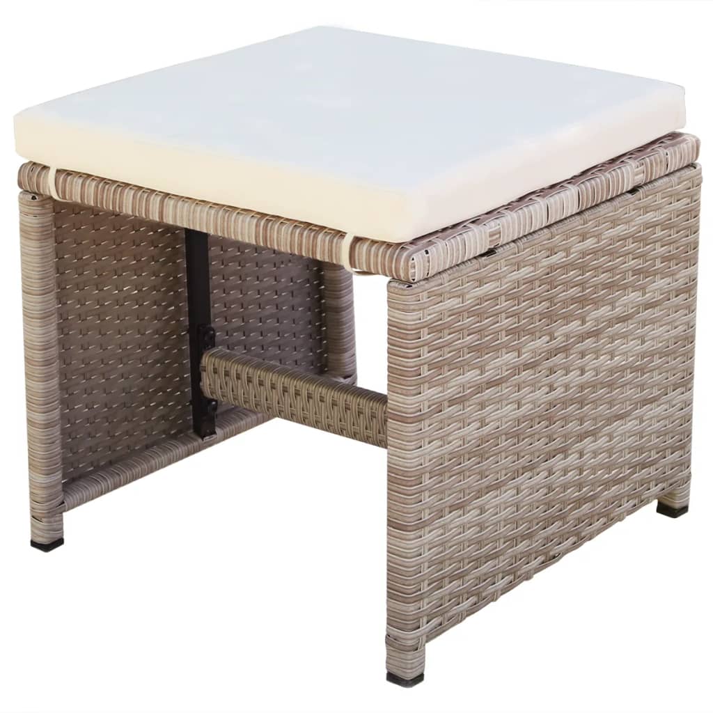 Set da Pranzo da Giardino 13 pz con Cuscini in Polyrattan Beige | homemem39