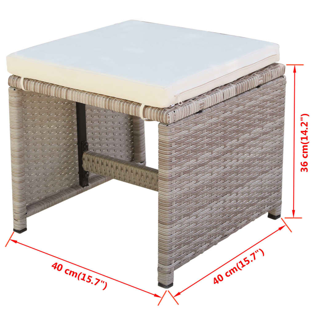 Set da Pranzo da Giardino 13 pz con Cuscini in Polyrattan Beige | homemem39